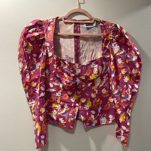 Vintage Puff-Shoulder Bustier Top